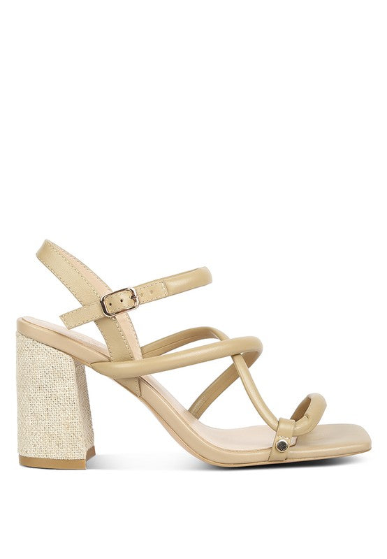 Open Square Toe Block Heel Sandals