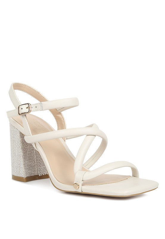 Open Square Toe Block Heel Sandals