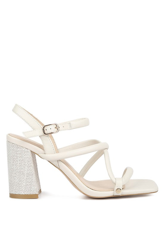 Open Square Toe Block Heel Sandals