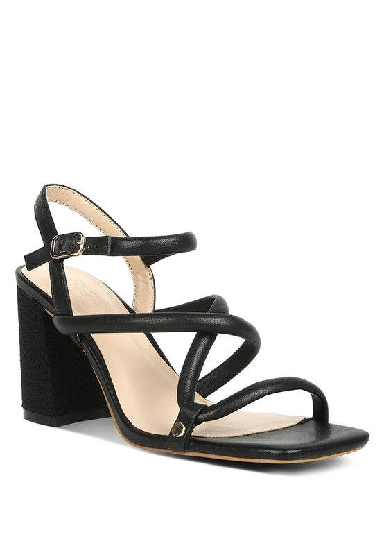 Open Square Toe Block Heel Sandals