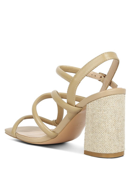 Open Square Toe Block Heel Sandals