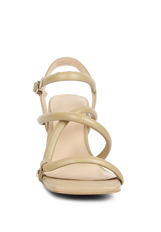 Open Square Toe Block Heel Sandals