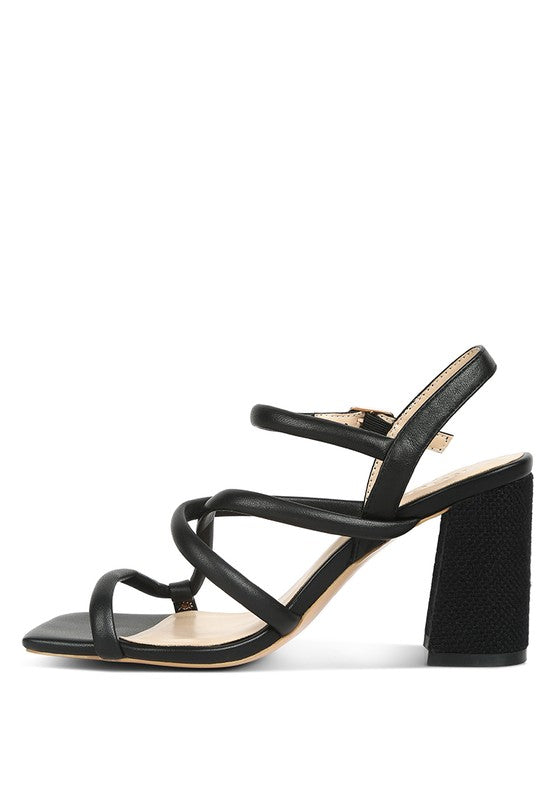 Open Square Toe Block Heel Sandals