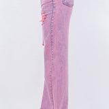 Vintage Ripped Wide Leg jean in Mineral Pink