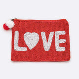 LOVE Beaded Zip Pouch