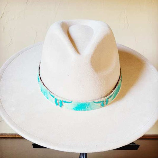 Leather Hat with Turquoise Band 