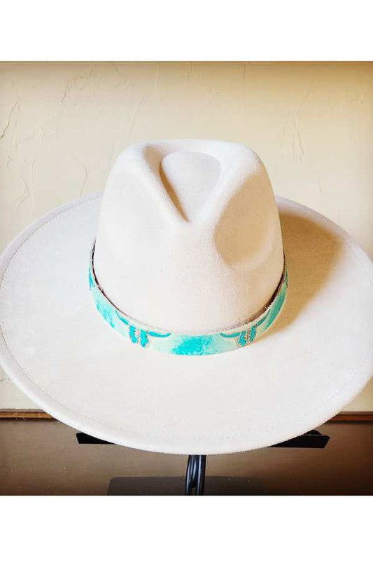 Leather Hat with Turquoise Band 