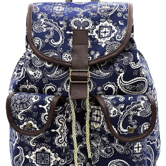 Paisley Printed Canvas Backpack