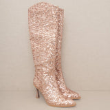 Jewel Rose Gold - Knee High Sequin Boots