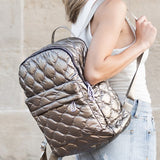 Jade Metallic Puffer Backpack