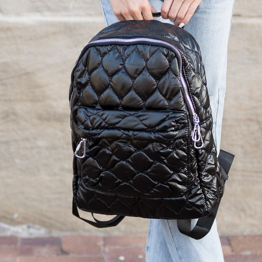 Jade Metallic Puffer Backpack