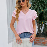 V-Neck Flounce Sleeve Blouse