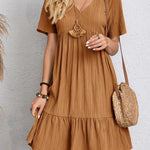 Curvy Line- V Neck Short Sleeve Dress