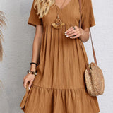 Curvy Line- V Neck Short Sleeve Dress