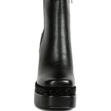 Dryday Diamante Zip Up Block Heel Boots