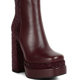 Dryday Diamante Zip Up Block Heel Boots