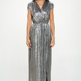 Made in USA Sleeveless Metallic Maxi Dress