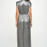 Made in USA Sleeveless Metallic Maxi Dress