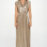 Made in USA Sleeveless Metallic Maxi Dress