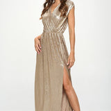 Made in USA Sleeveless Metallic Maxi Dress