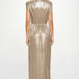 Made in USA Sleeveless Metallic Maxi Dress