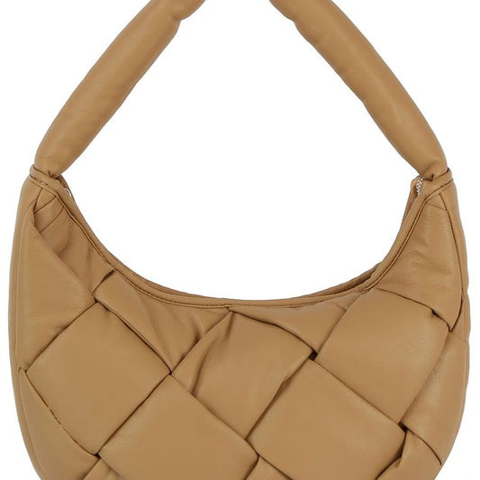 ecostitch Puffy Woven Hobo Shoulder Bag