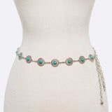 Turquoise Round Concho Chain Belt