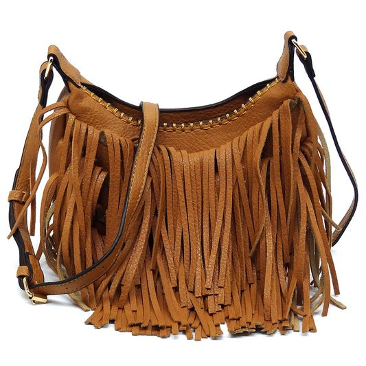 Fringe Hobo Crossbody Bag