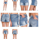 Mid Rise Raw Frayed Hem Denim Shorts