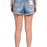 Mid Rise Raw Frayed Hem Denim Shorts