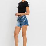 Super High Rise Two Tone Denim Shorts