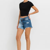 Super High Rise Two Tone Denim Shorts