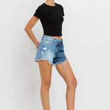 Super High Rise Two Tone Denim Shorts