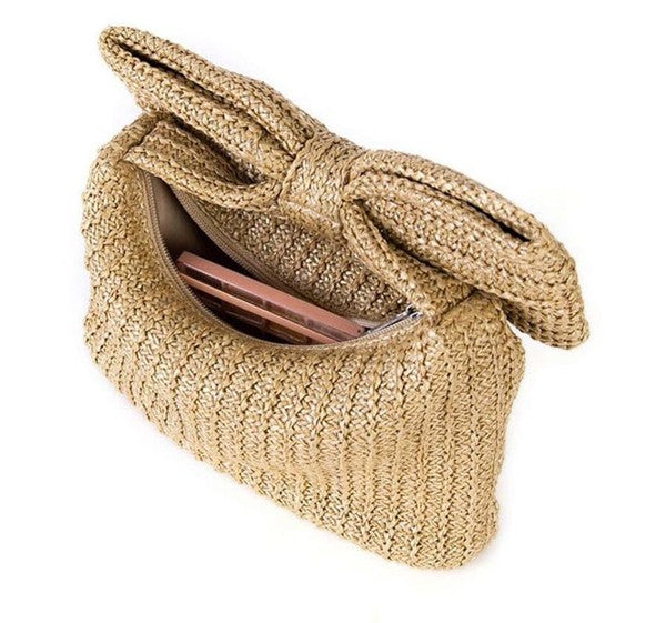 Woven Bow Clutch Purse