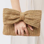 Woven Bow Clutch Purse