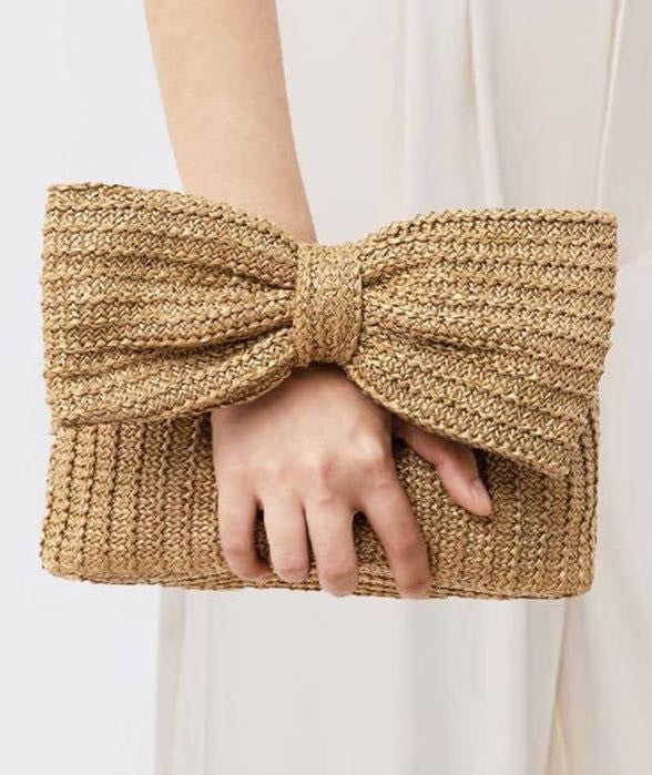 Woven Bow Clutch Purse