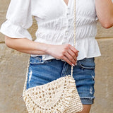 Sofia Foldover Straw Crossbody Bag