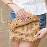 Sofia Foldover Straw Crossbody Bag