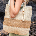 Two-Tone Straw Tote