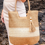 Two-Tone Straw Tote