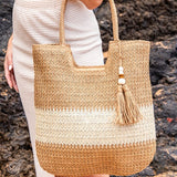 Two-Tone Straw Tote