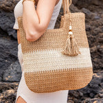 Two-Tone Straw Tote