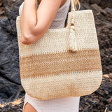 Two-Tone Straw Tote