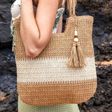 Two-Tone Straw Tote