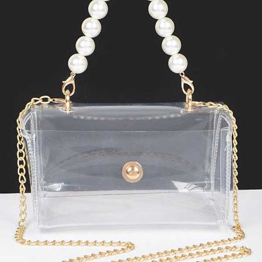 Pearl Handle Convertible Stadium Transparent Bag