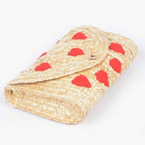 Heart Pattern Straw Convertible Clutch Bag