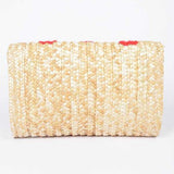 Heart Pattern Straw Convertible Clutch Bag