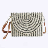 Stripe Straw Convertible Clutch Swing Bag