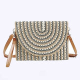 Stripe Straw Convertible Clutch Swing Bag