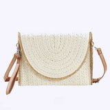 Solid Color Straw Convertible Swing Clutch Bag